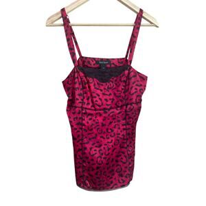 White House Black Market | Cami Tank Top | Red Animal Print Satin Lace | XS